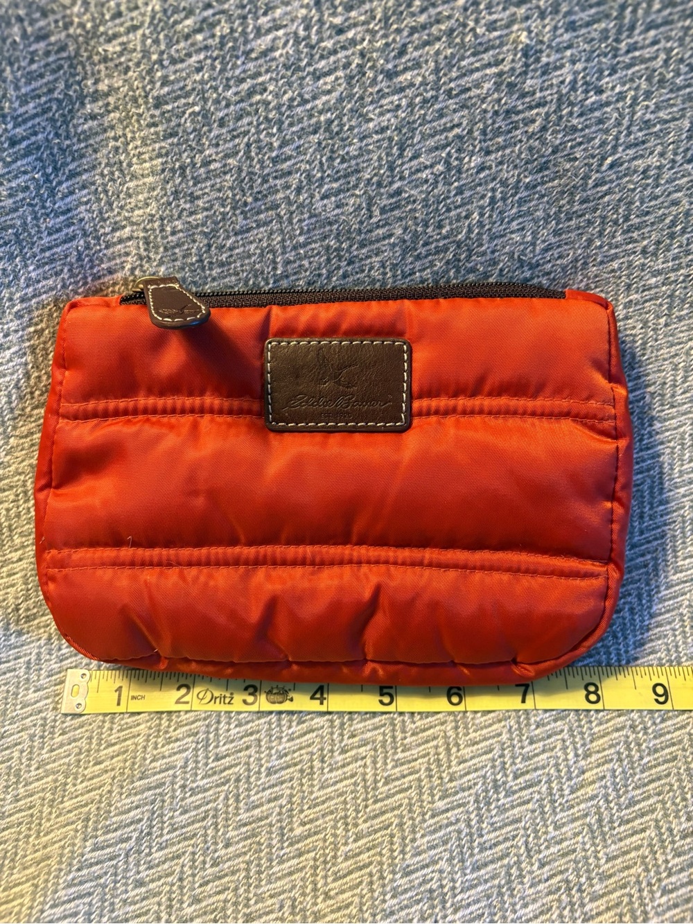 Eddie Bauer Quilted Orange-Red Zip Pouch